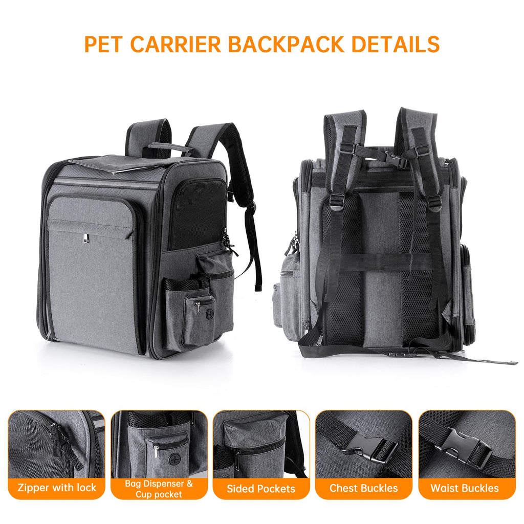 Double Side Expandable Cat Backpack Carrier with Breathable Mesh C59692