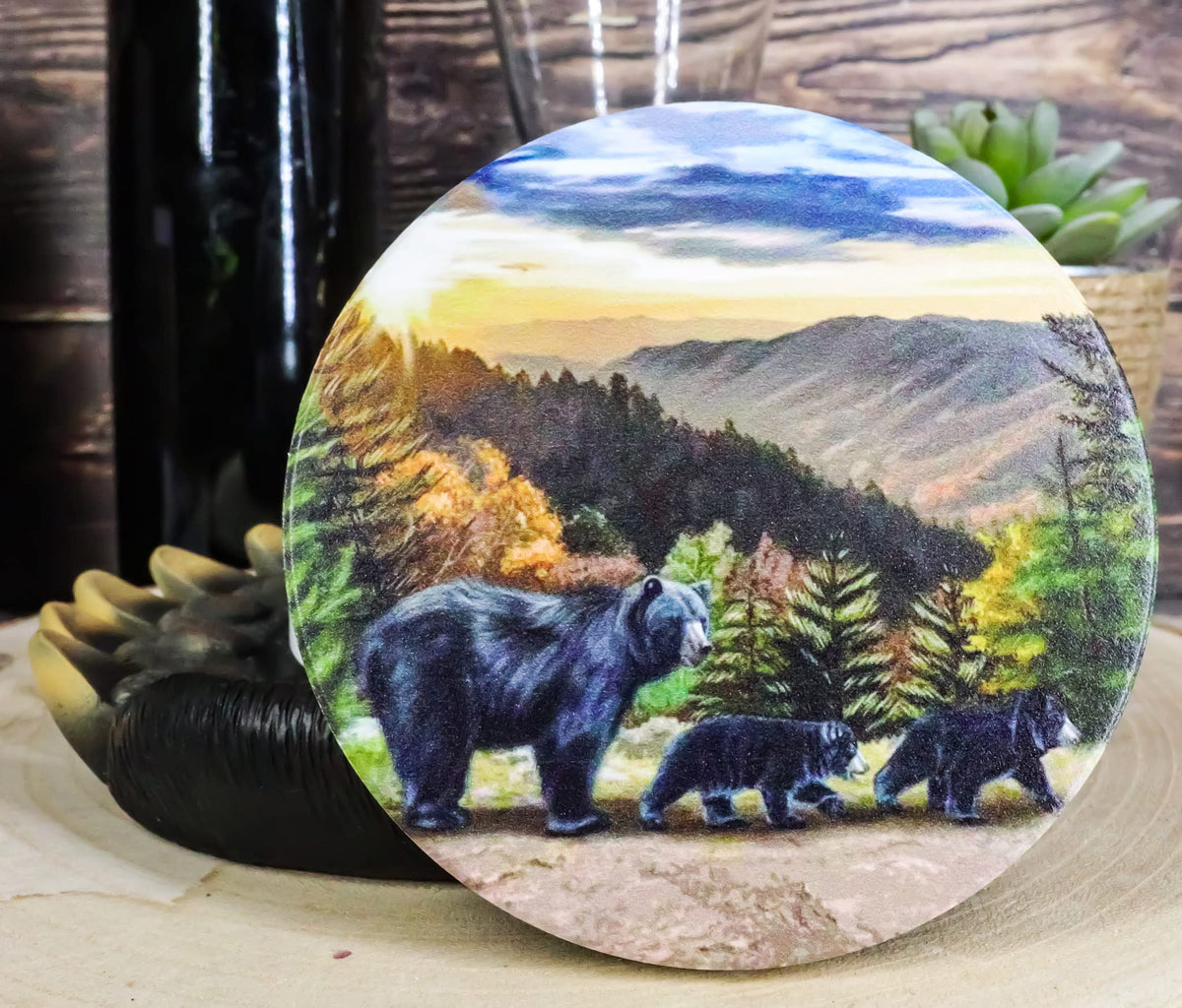 Black Bear Paw Coaster Set with 4 Coasters N55054