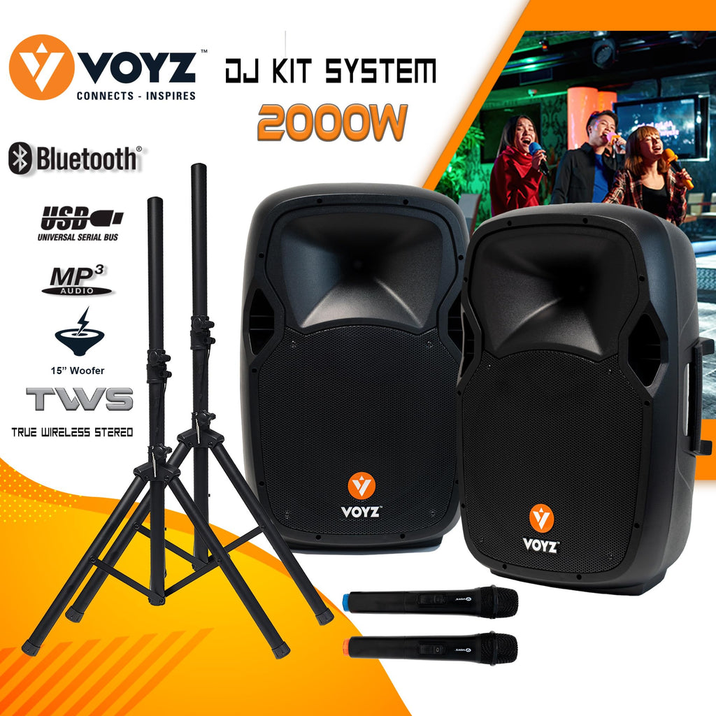 15" 2000 Watt 2-Way Powered PA Speaker System O49351