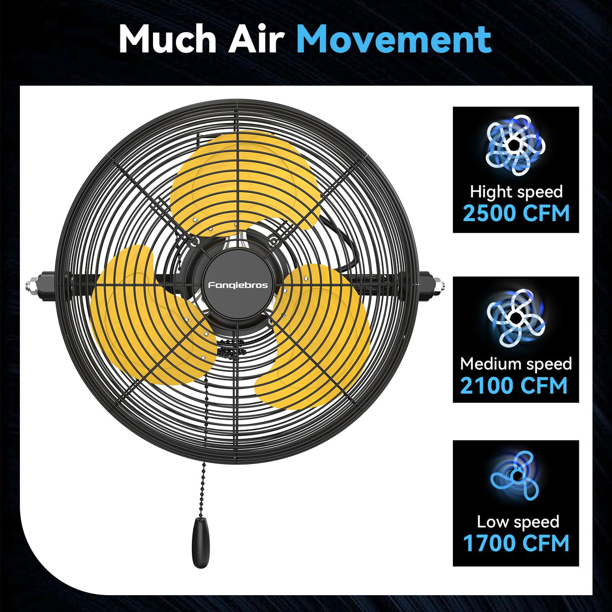 12 Inch 3-Speed High Velocity Wall Mount Fan K49151