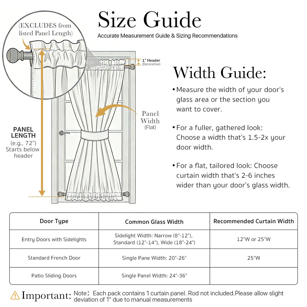 Sidelight Door Curtain 25" W x 72" L Biscotti Beige 1 Panel B674