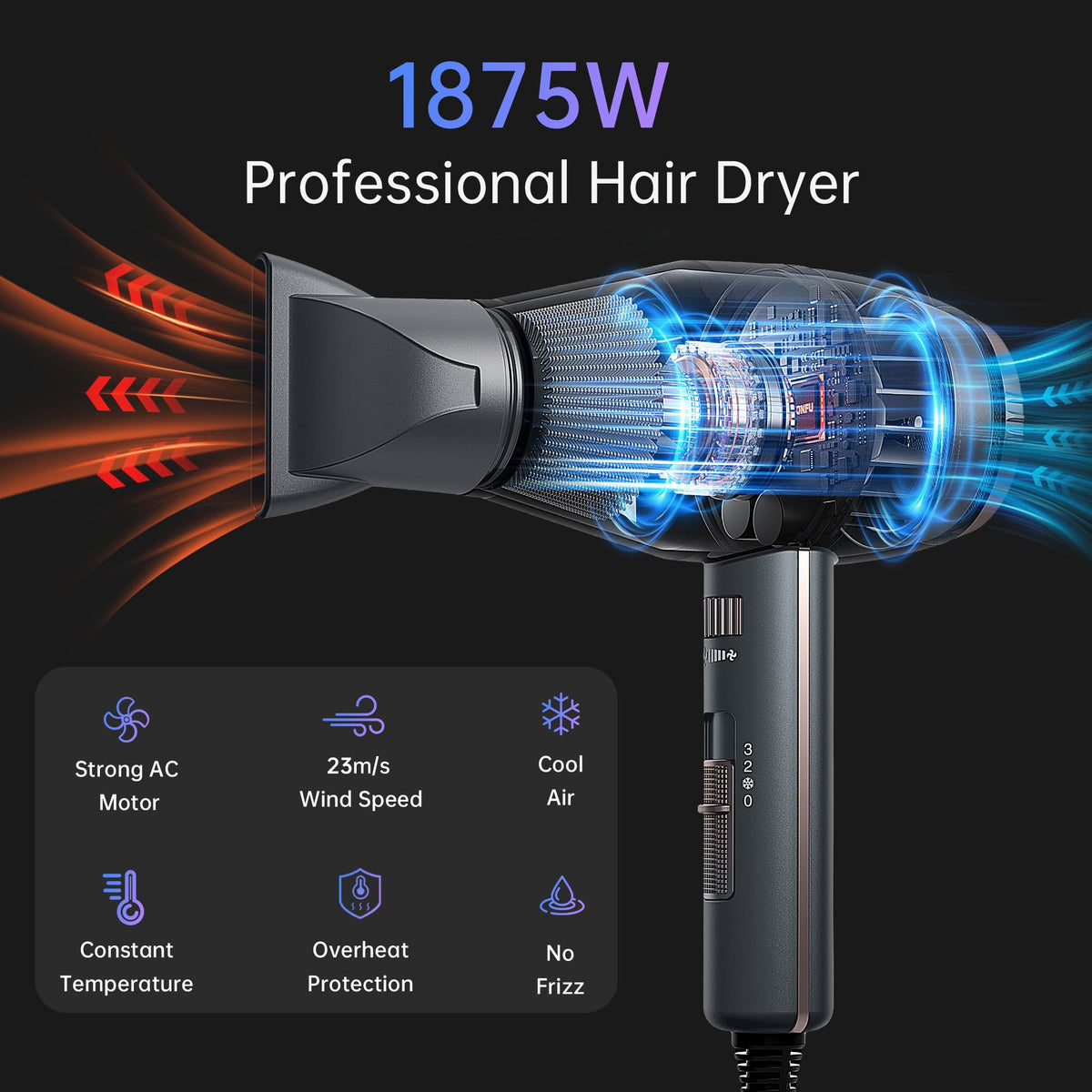 Ionic Hair Dryer with Diffuser 1875 Watt P9346