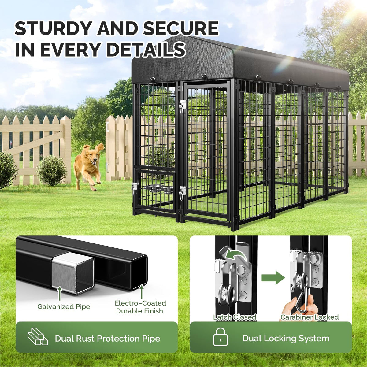 8x4x6FT Outdoor Dog Kennel with Doggy Door V89333