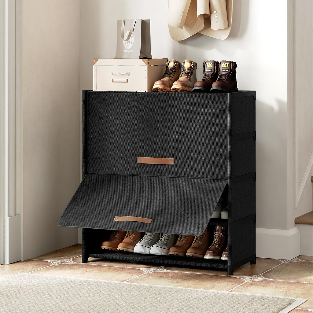 Black 5 Tier Shoe Cabinet with Door N95274