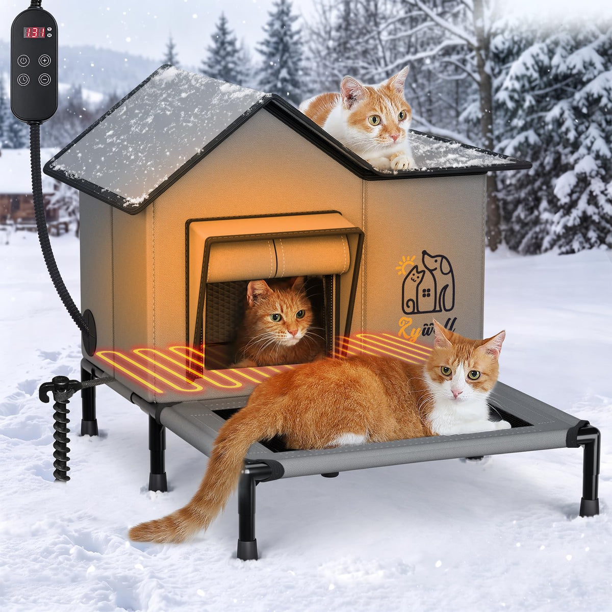 Heated Weatherproof Insulated Outdoor Cat House G76691