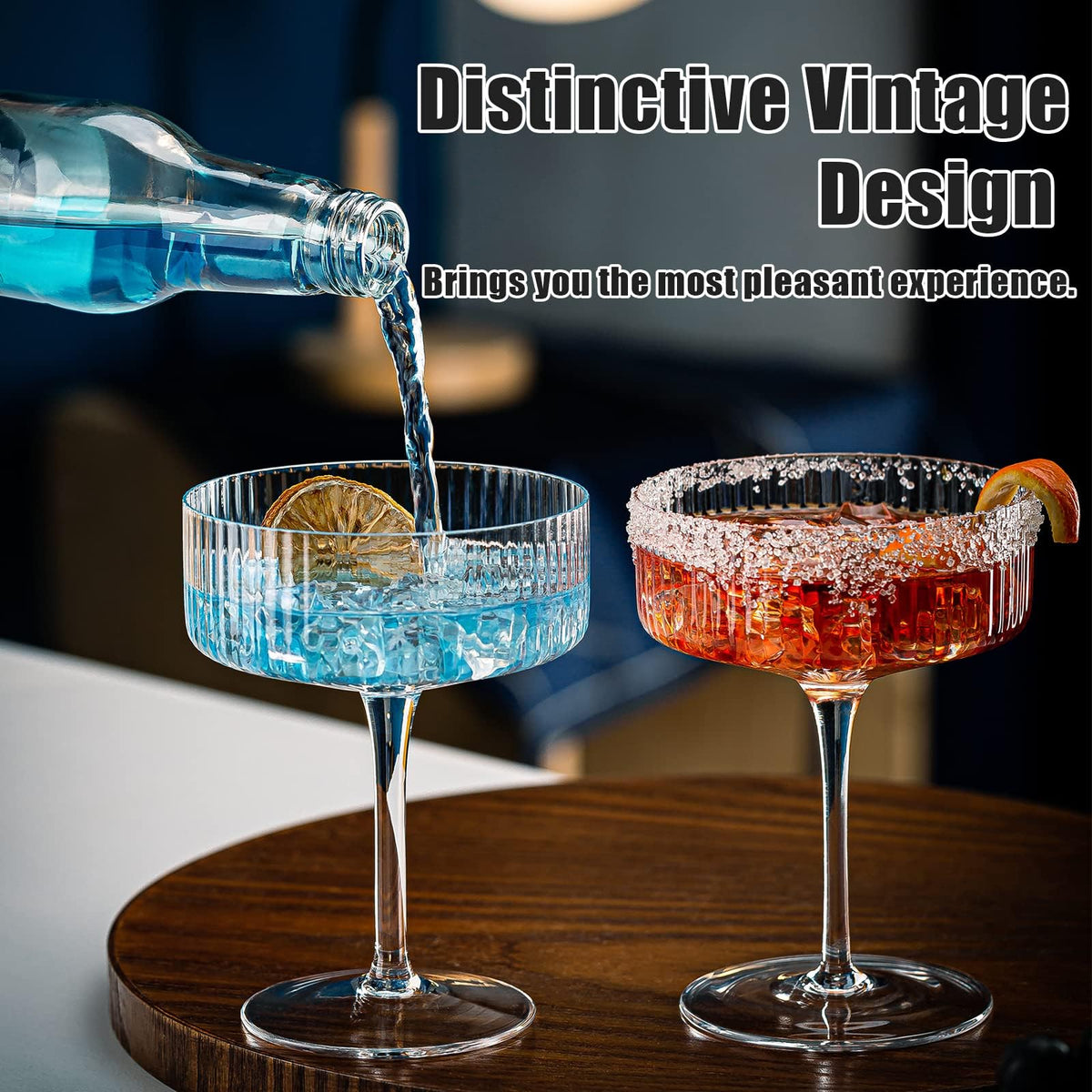 Set of 6 Ribbed Coupe Cocktail Glasses E5808