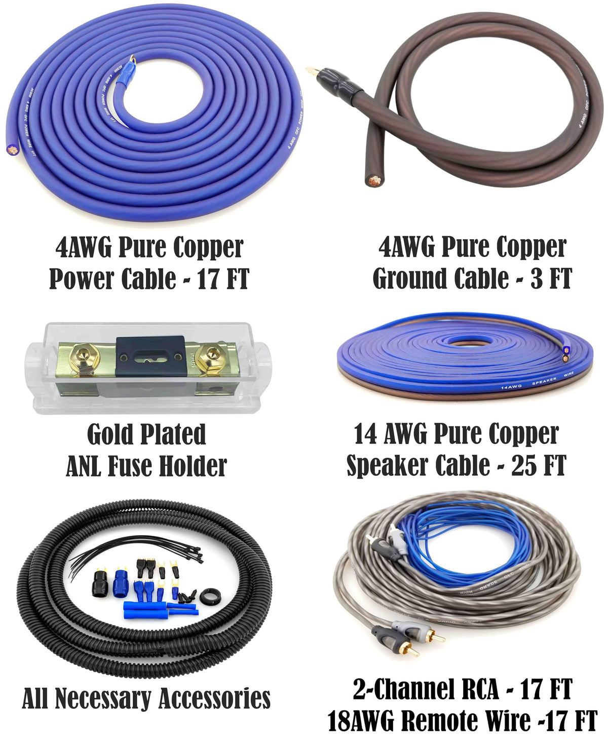 4 AWG 100% Copper Car Audio Amp Wire Kit G61258