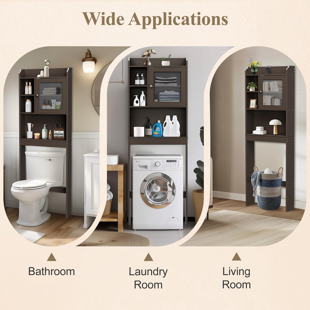 Over The Toilet Storage Cabinet with Adjustable Shelf and Double Doors Z47848