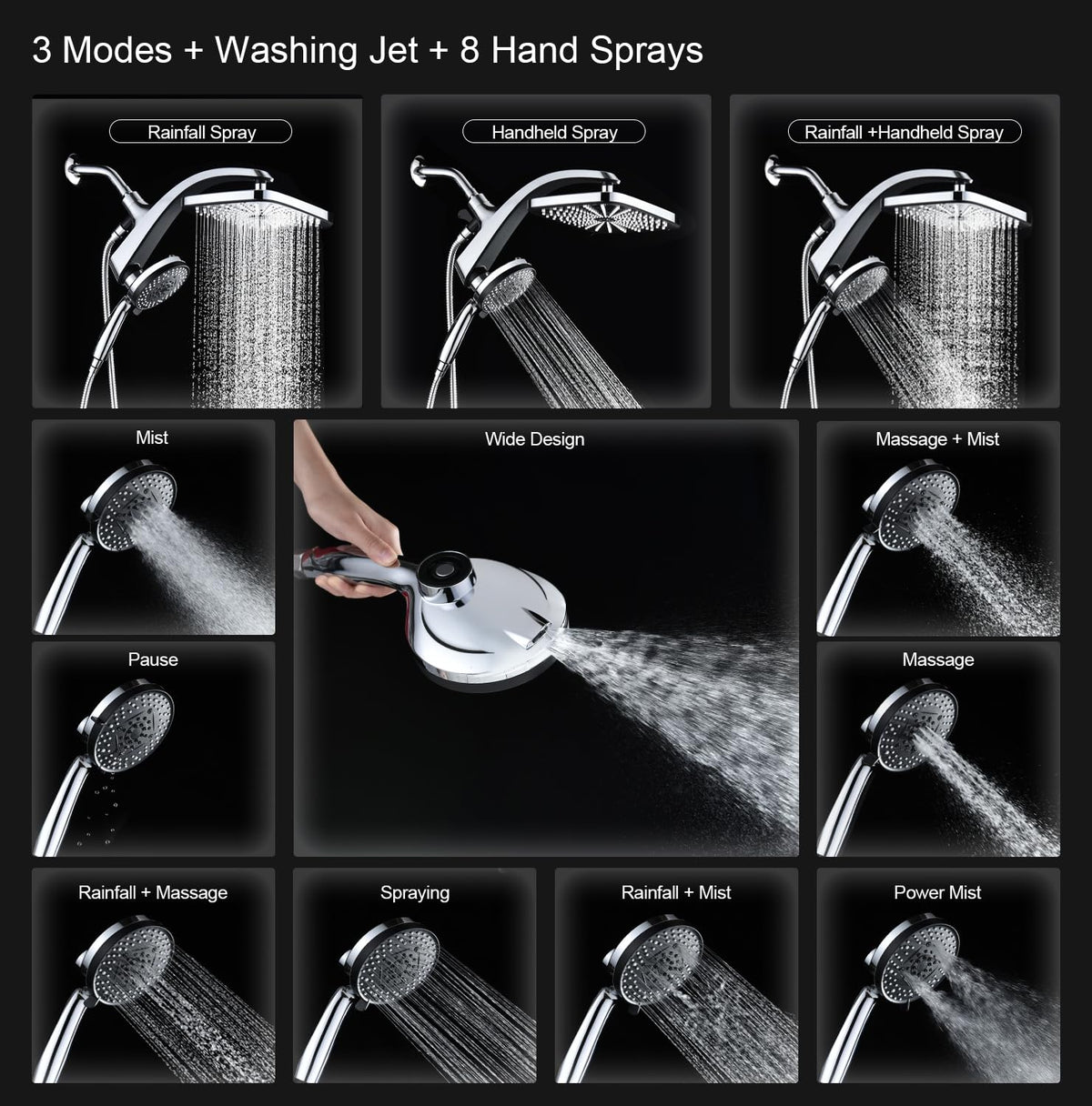 Chrome Handheld Rain Shower Head M785