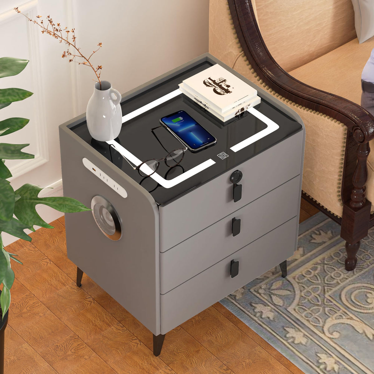 Fingerprint Lock Drawer Nightstand W715