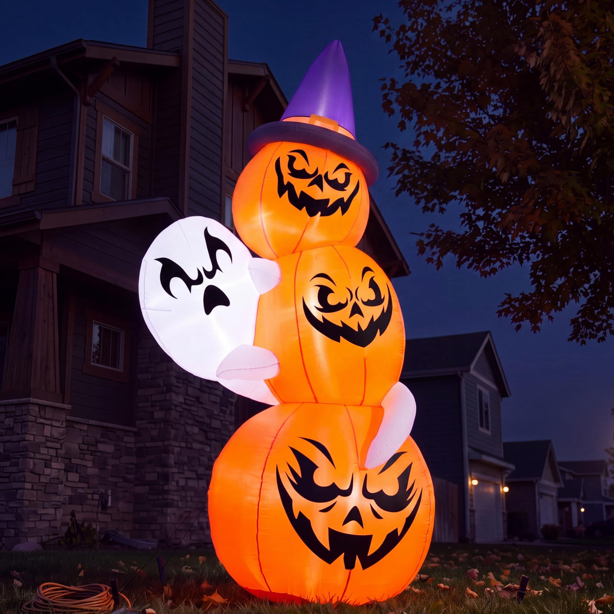 6 FT Halloween Inflatable Ghost and Pumpkins L9092