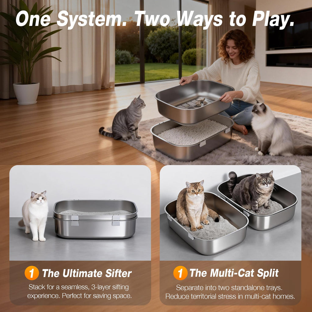 Stainless Steel Sifting Cat Litter Box F127546