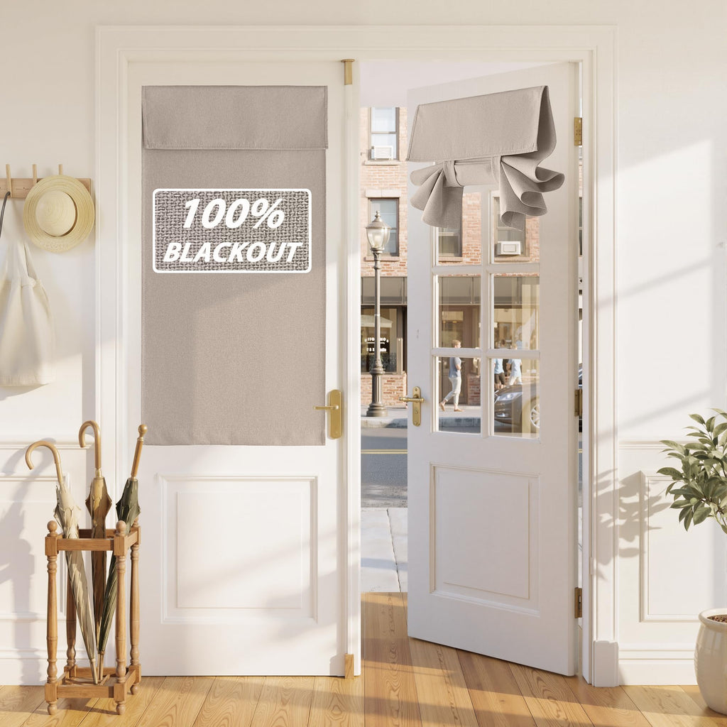 100% Blackout Linen French Door Curtain L199