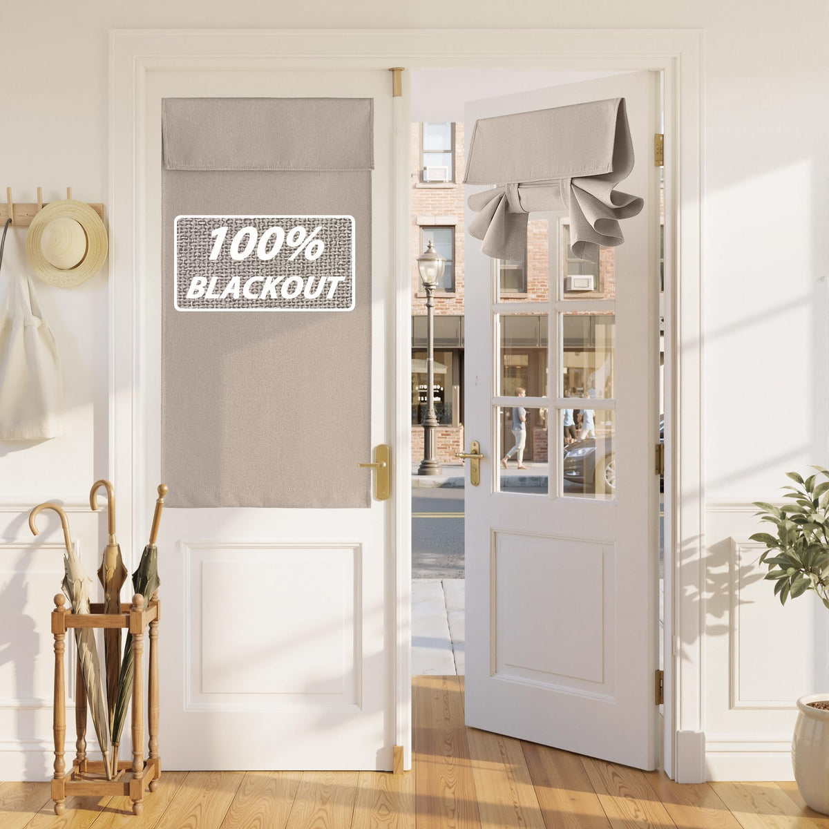 100% Blackout Linen French Door Curtain L199