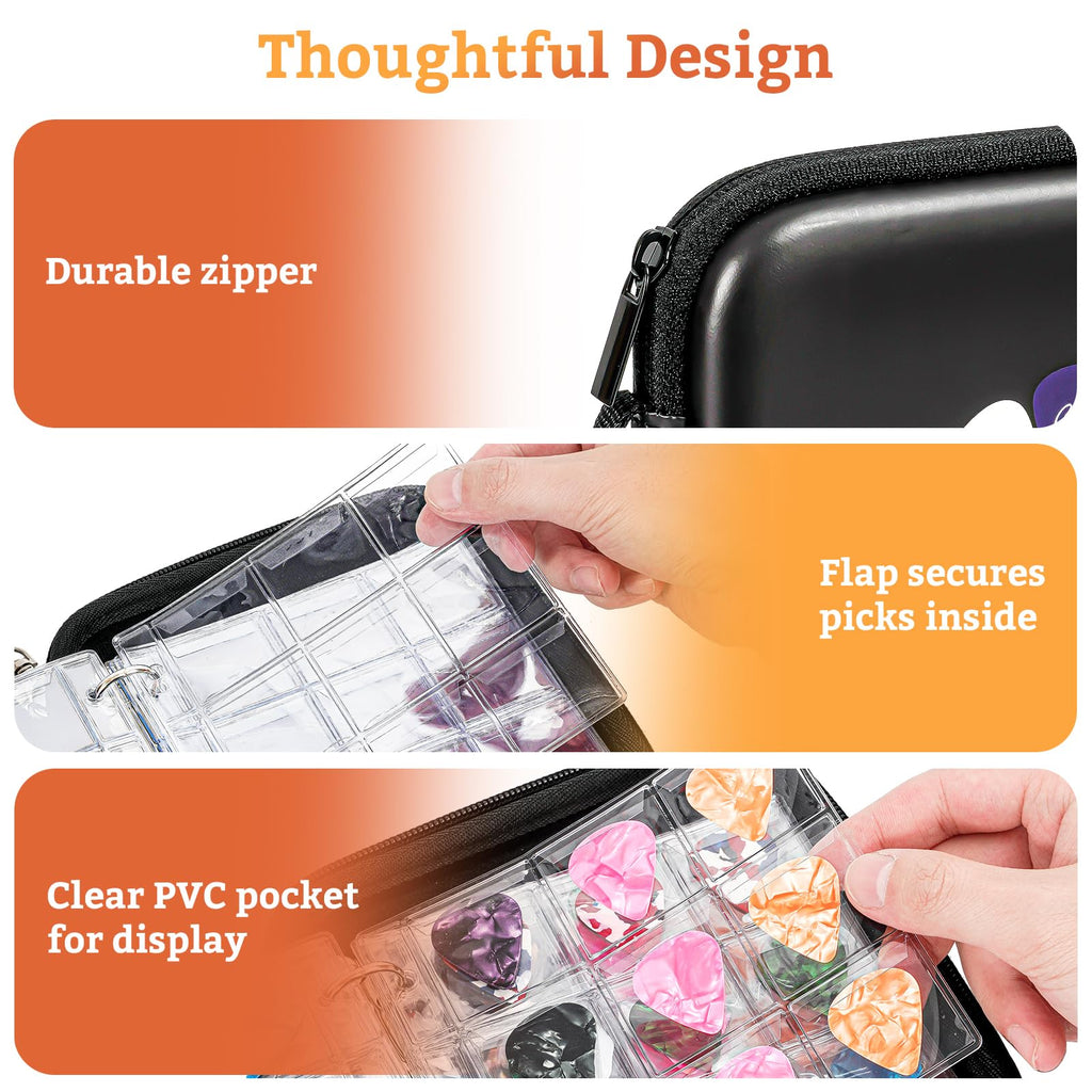 Black Guitar Pick Case Holds 84 pcs Picks W447