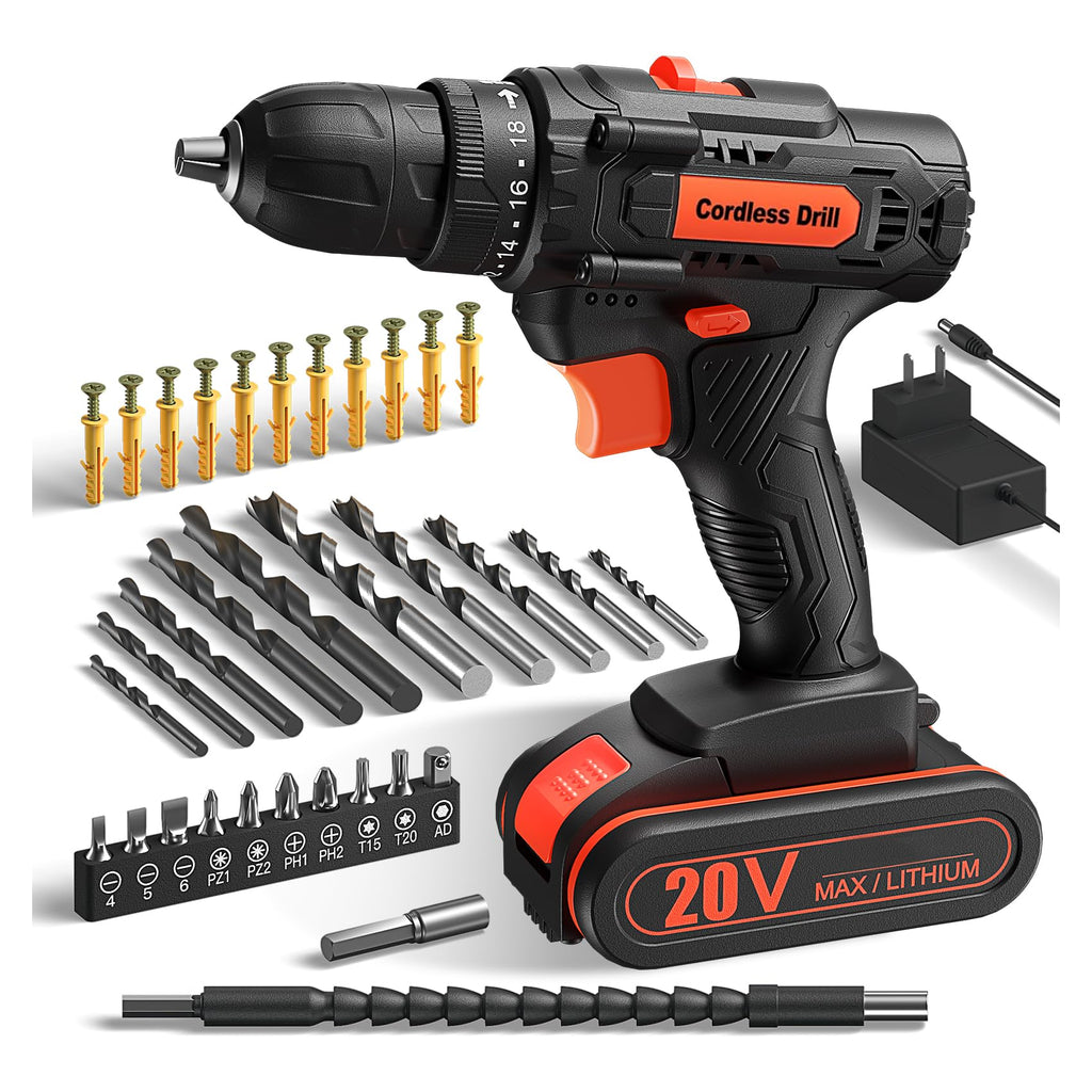 20V Cordless Drill Set with 42 Accessories Y588