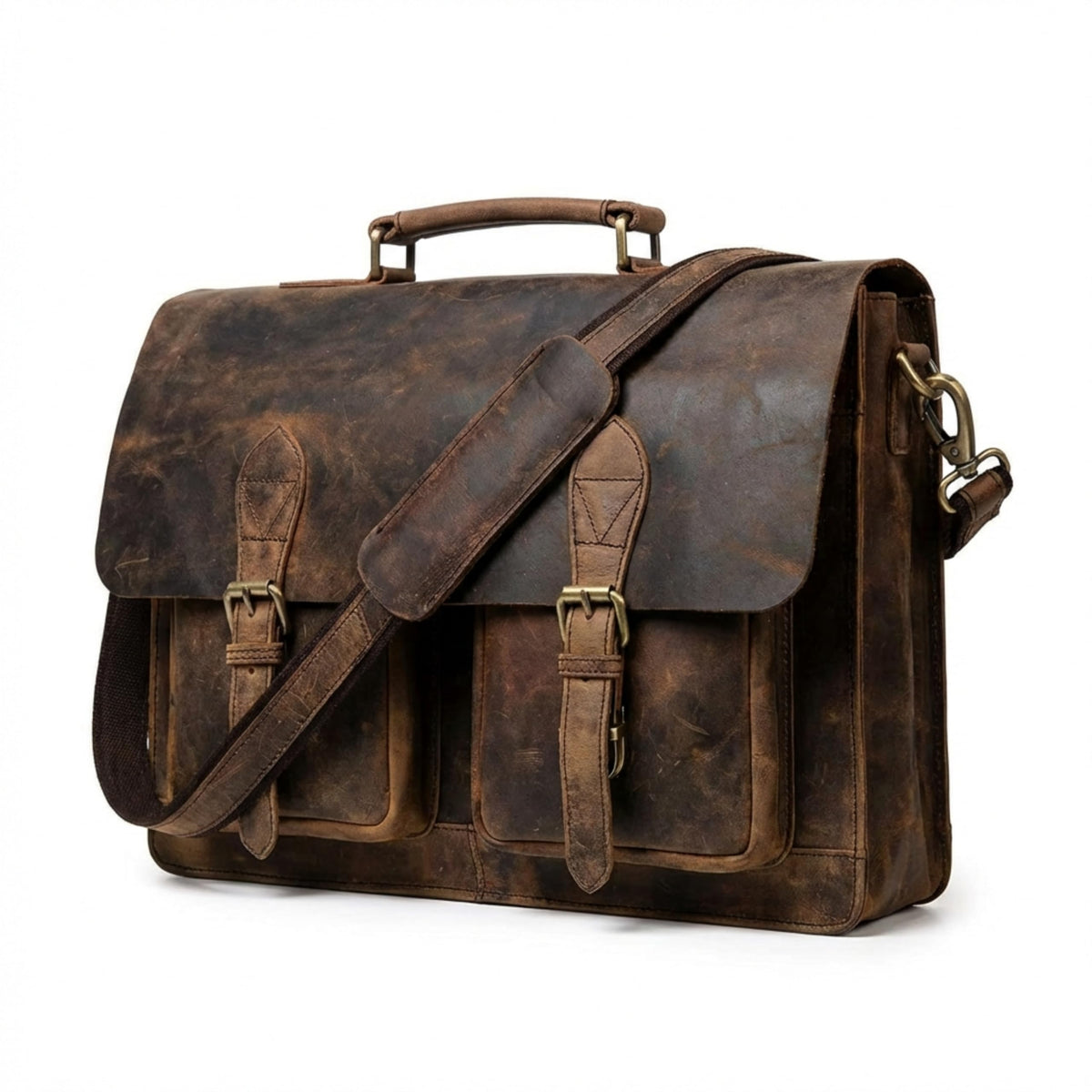 Retro Brown Laptop Messenger Bag Crossbody Travel Bag G7258