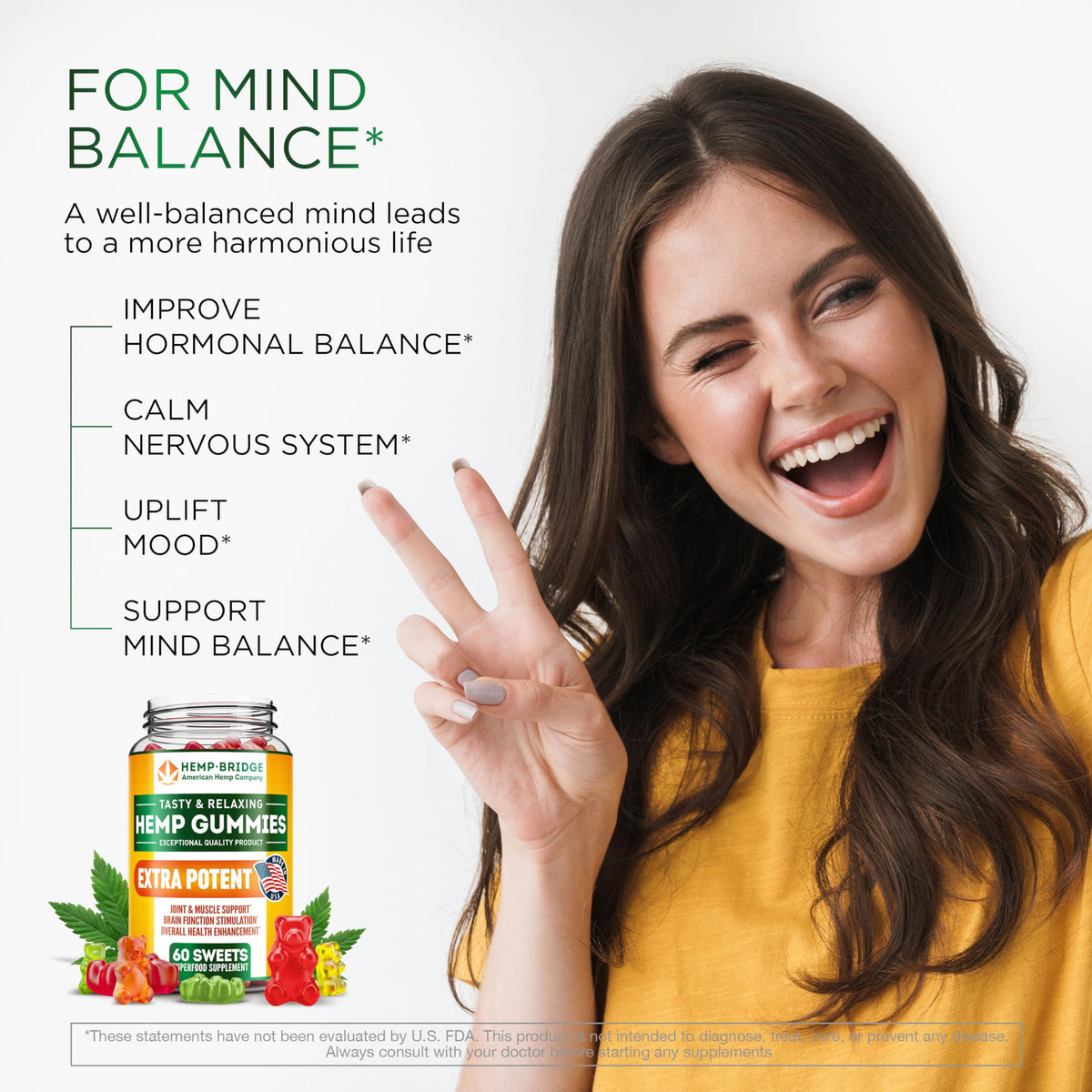 Hemp Gummies with Omega 3 6 9, 60 Count M798