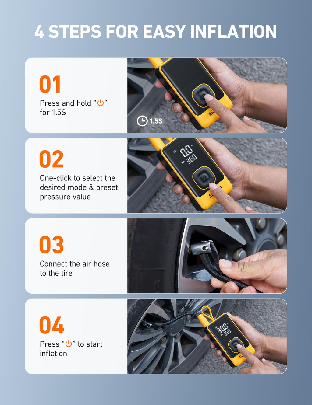 Portable Air Compressor 150PSI Car Bike Pump Q3752