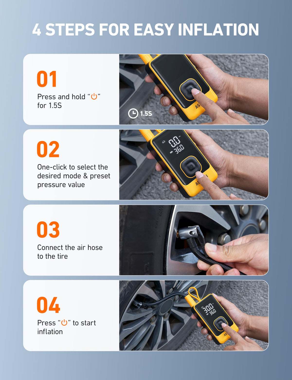 Portable Air Compressor 150PSI Car Bike Pump Q3752