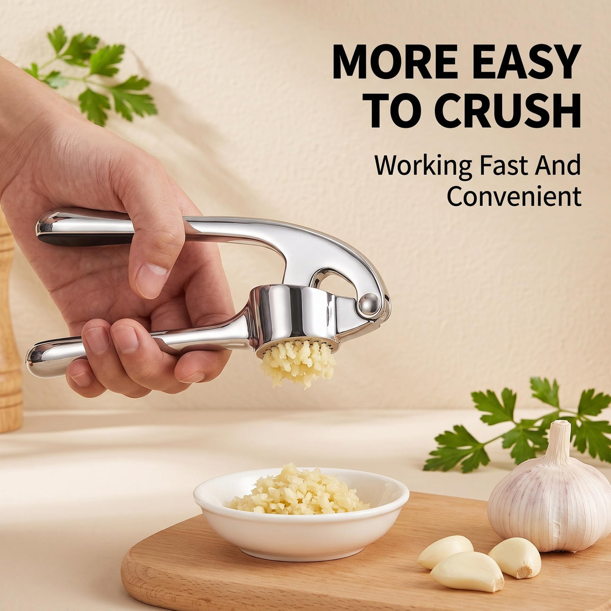 Stainless Steel 2 in 1 Garlic Press and Herb Scissors N4341