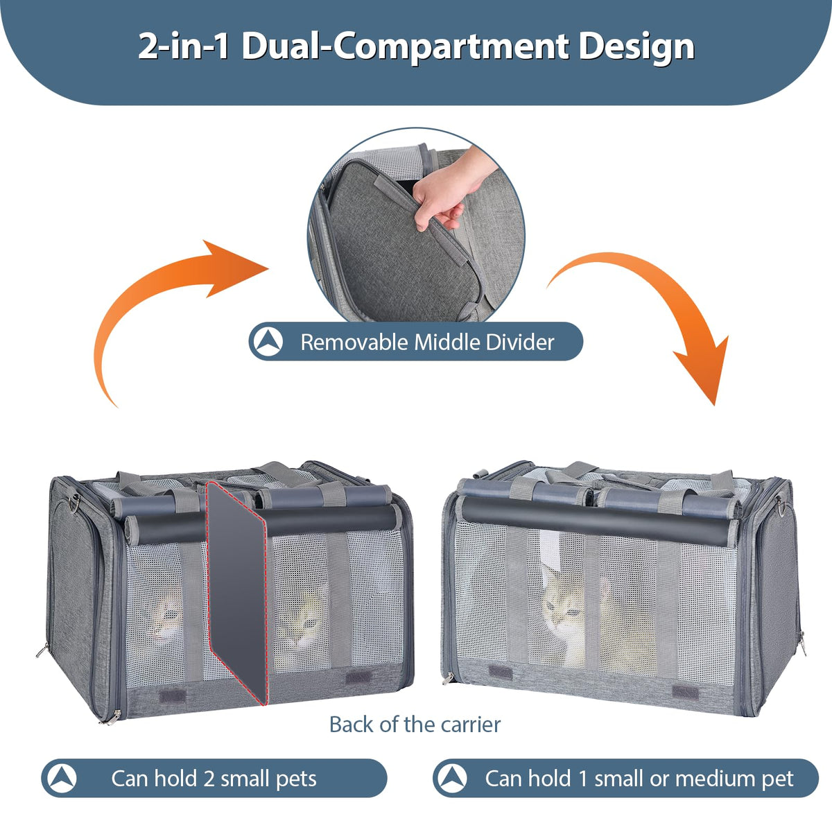 Large Expandable Soft-Sided Cat Carrier D1266
