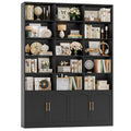 82.3" Triple Wide Bookshelf with 4 Doors, Black C9666