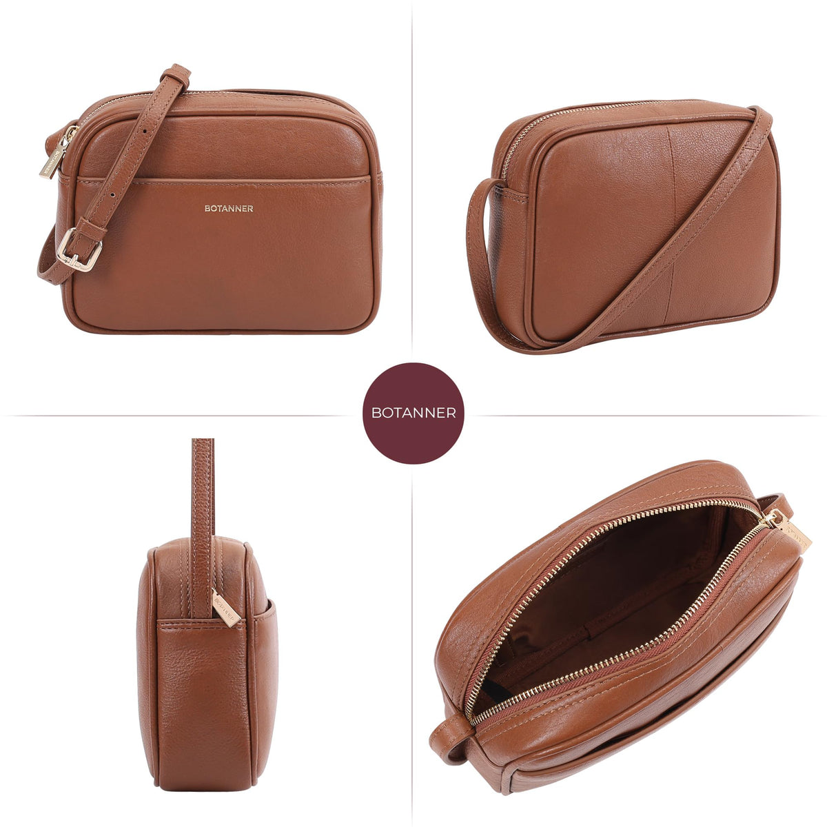 Genuine Leather Crossbody Bag with Adjustable Strap F83343