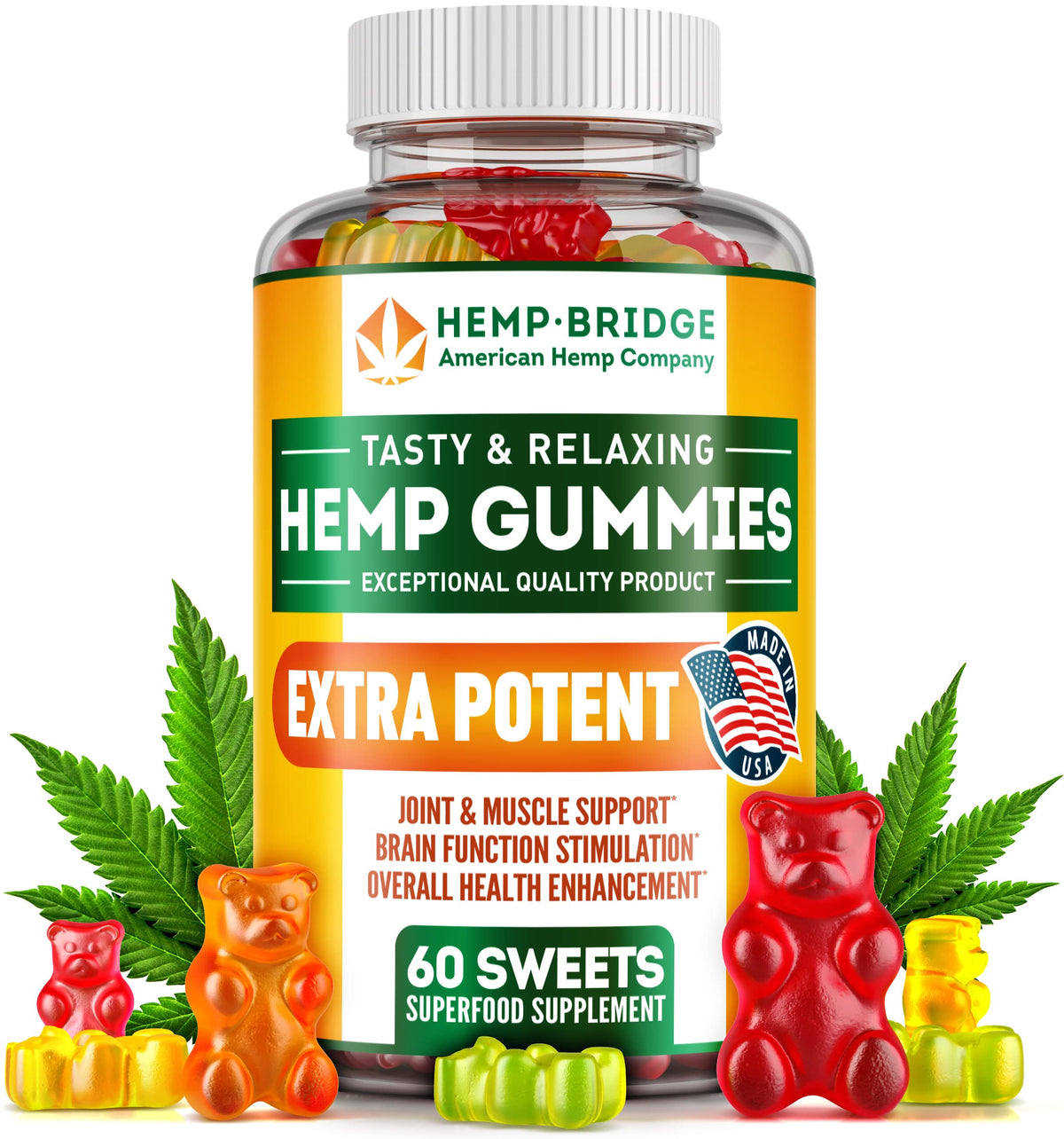 Hemp Gummies with Omega 3 6 9, 60 Count M798