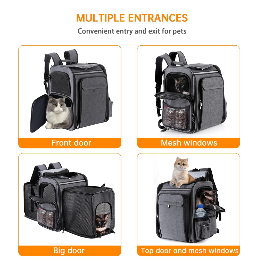 Double Side Expandable Cat Backpack Carrier with Breathable Mesh C59692