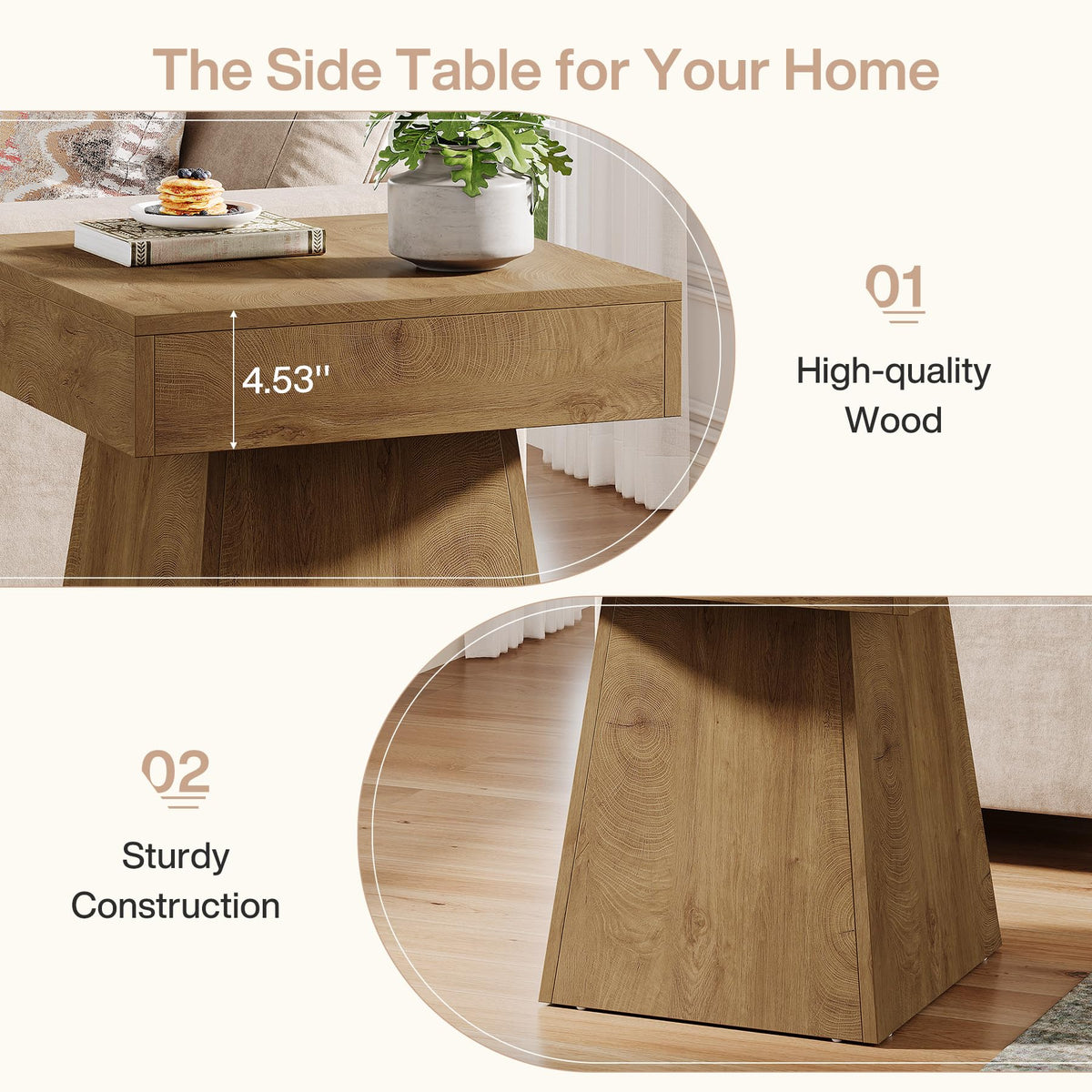 Small End Table Set of 2 Light Brown O599