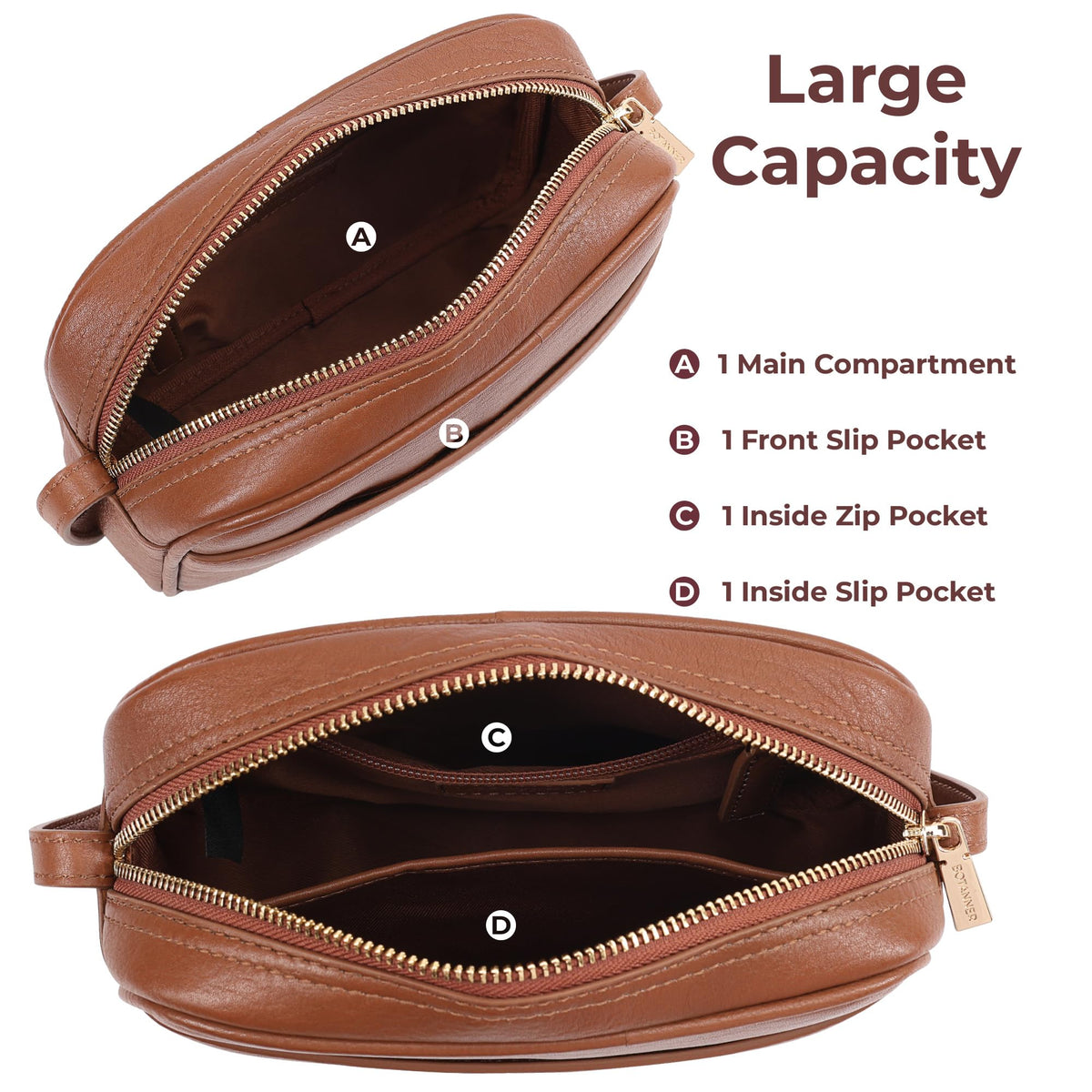 Genuine Leather Crossbody Bag with Adjustable Strap F83343