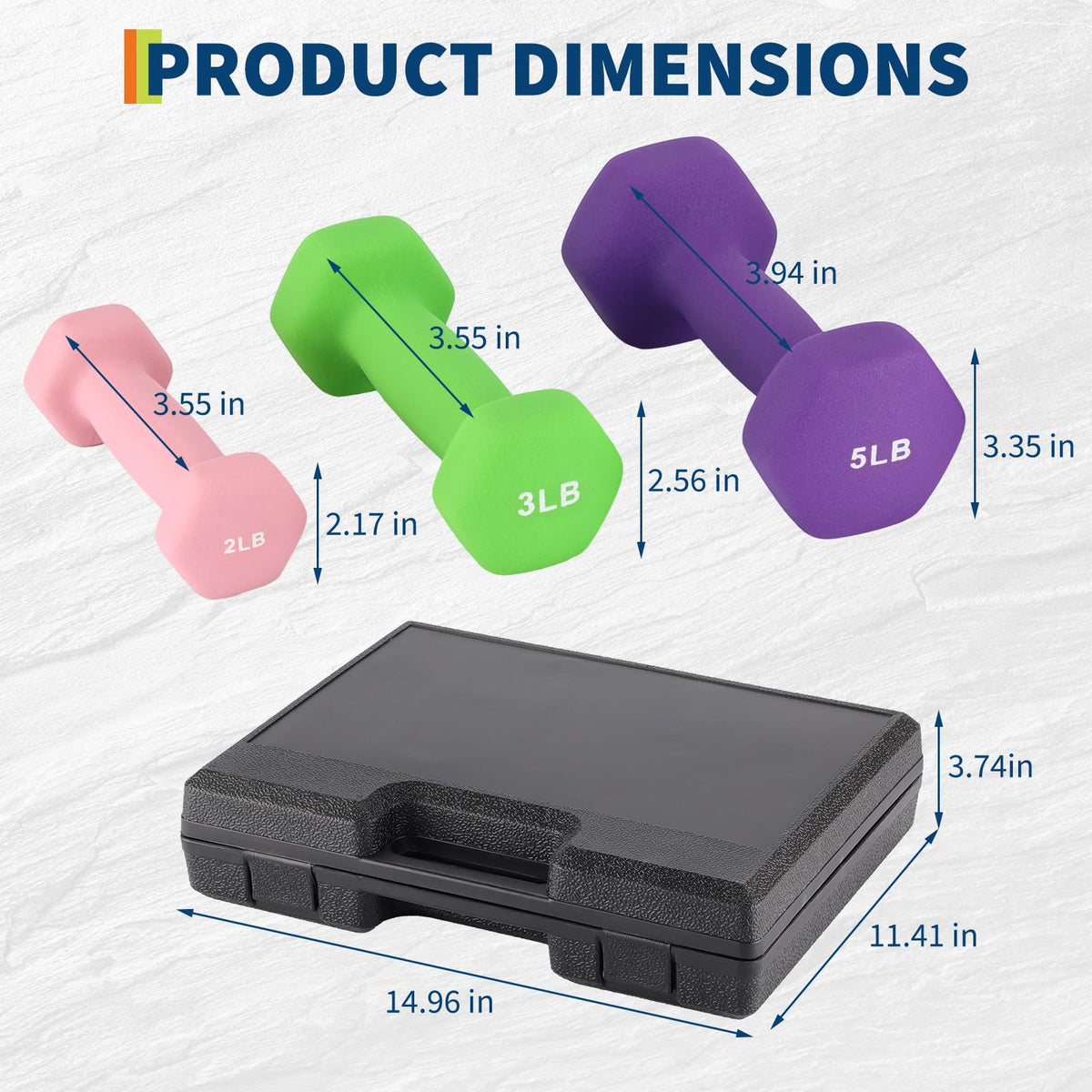 Neoprene Hex Dumbbell Set with Rack L205