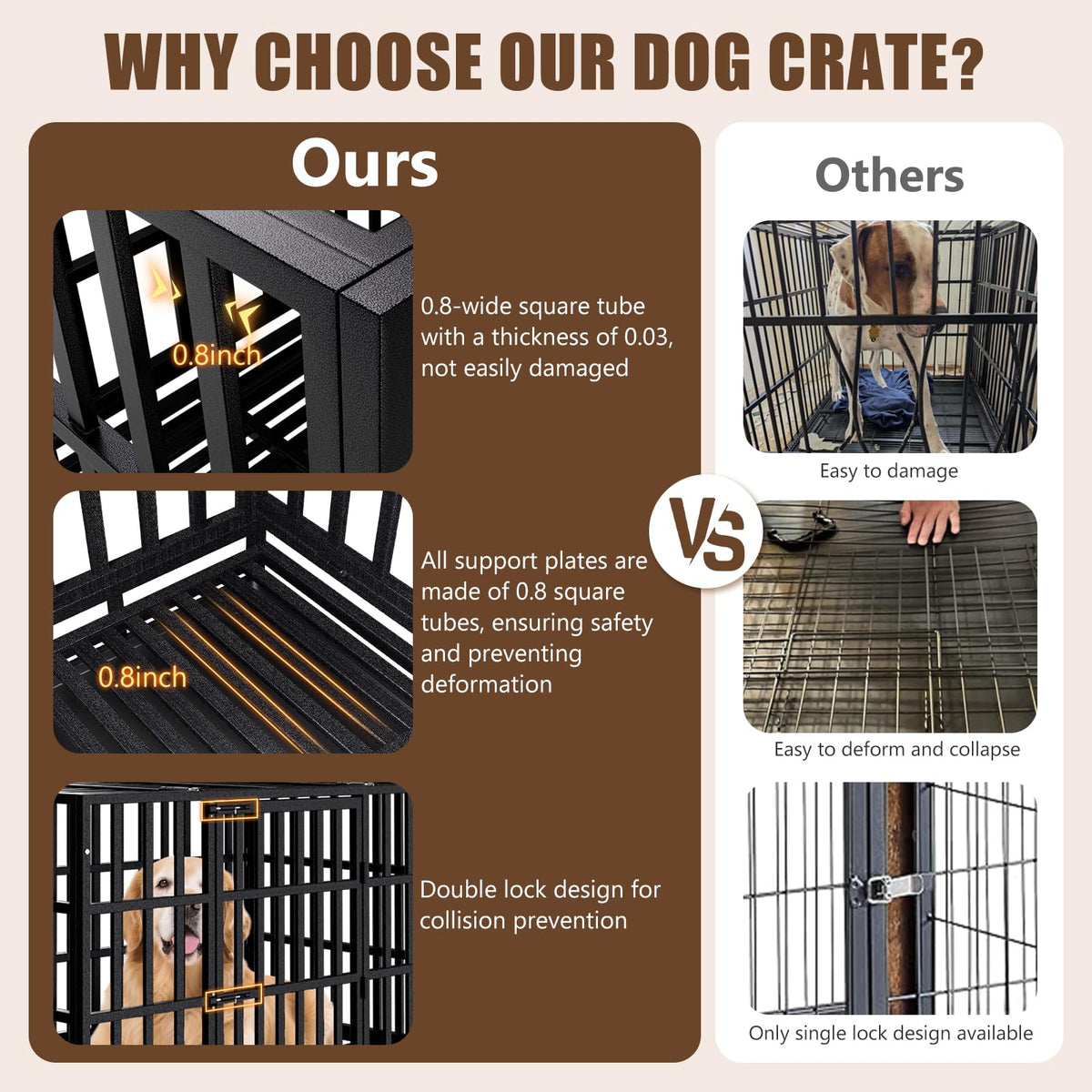 48 Inch Heavy Duty Dog Crate Kennel with Wheels W4986
