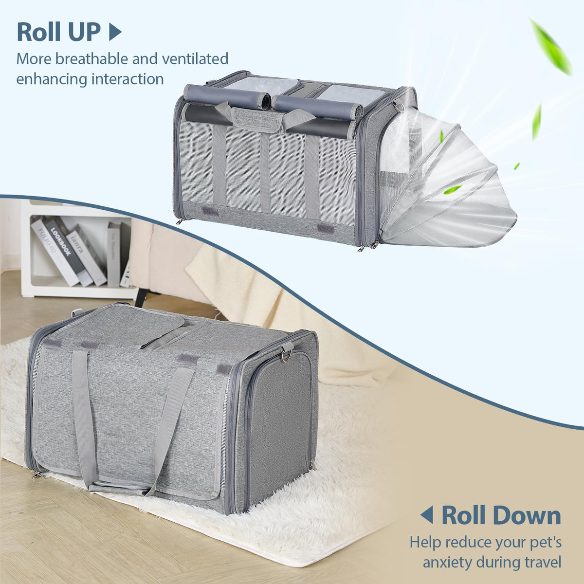 Large Expandable Soft-Sided Cat Carrier D1266