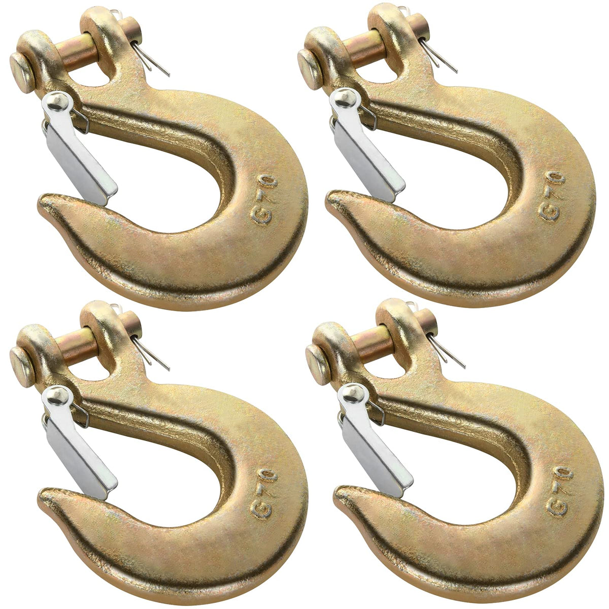 3/8 Inch Heavy Duty Forged Steel Clevis Slip Hook with Latch, 4 Pack M23270