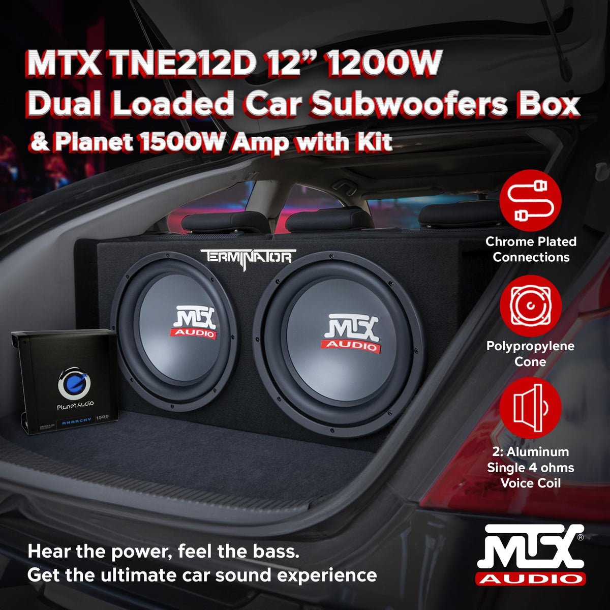 Dual 12" Subwoofers Loaded Enclosure with Amp & Wiring Kit P85473