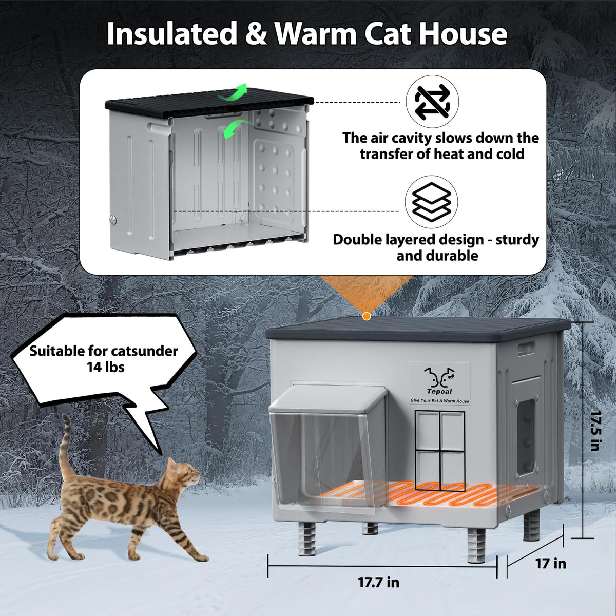 Heated Waterproof Insulated Cat House N850