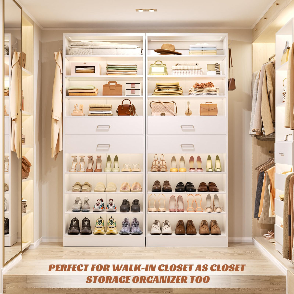 10 Tiers Tall White Wood Shoe Cabinet V394