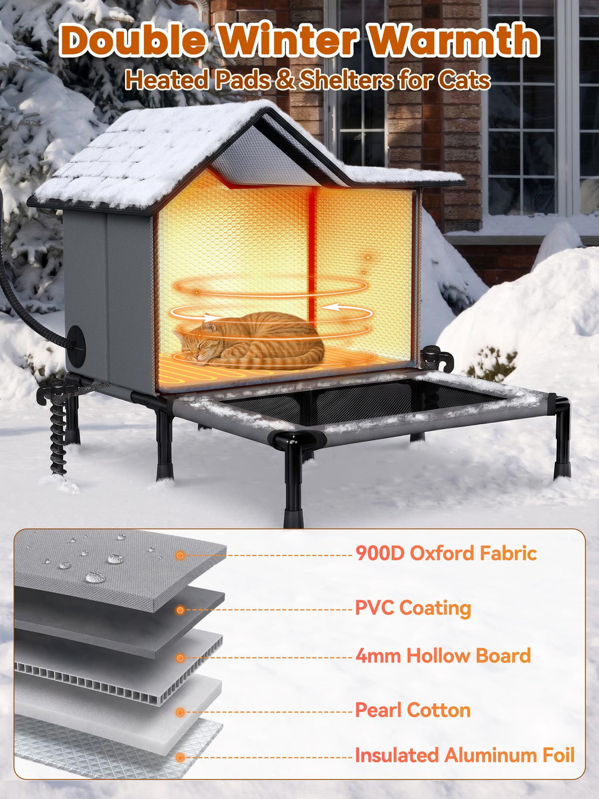 Heated Weatherproof Insulated Outdoor Cat House G76691