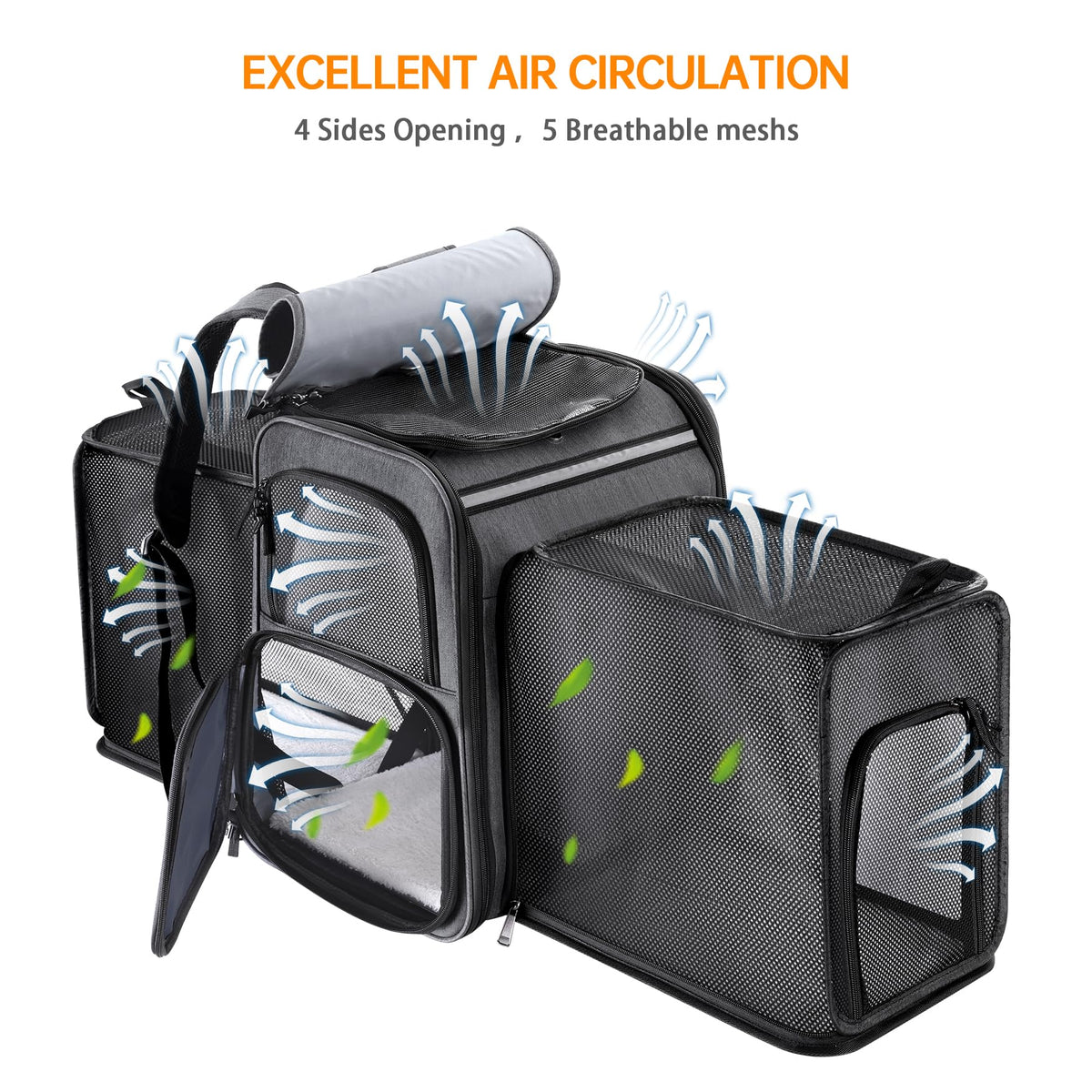 Double Side Expandable Cat Backpack Carrier with Breathable Mesh C59692