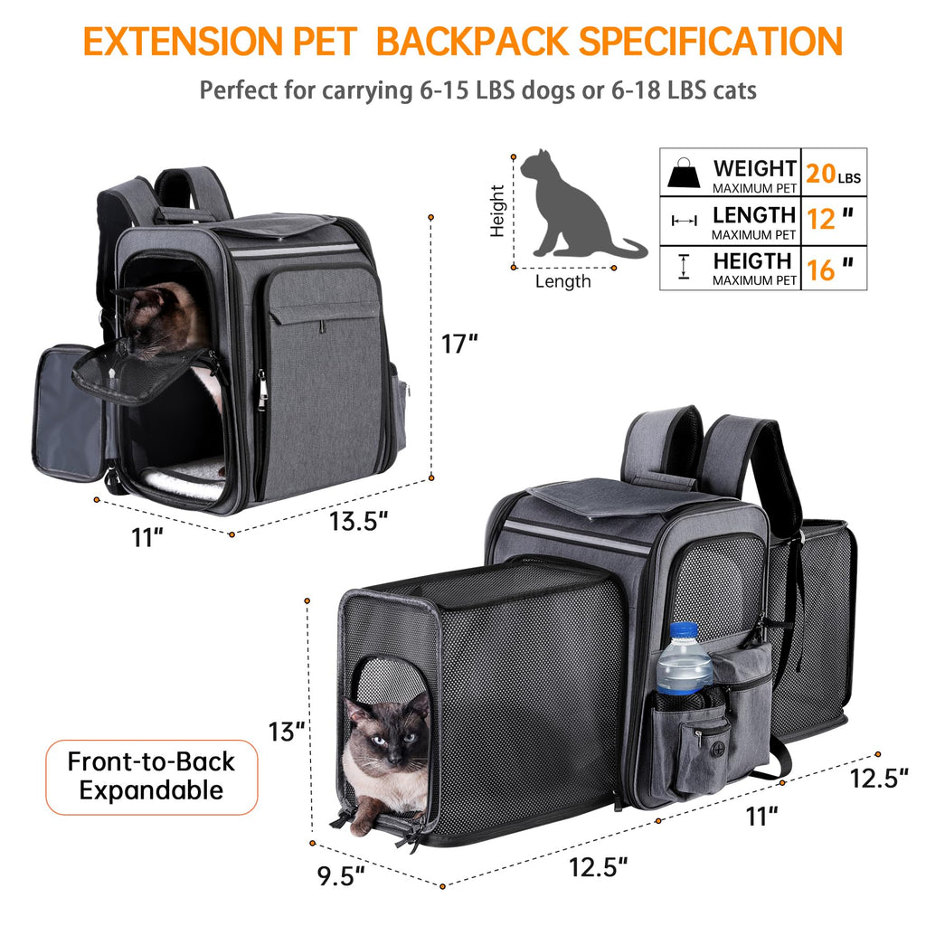 Double Side Expandable Cat Backpack Carrier with Breathable Mesh C59692