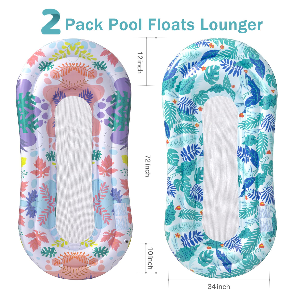 2 Pack Inflatable Pool Floats Lounger S41383