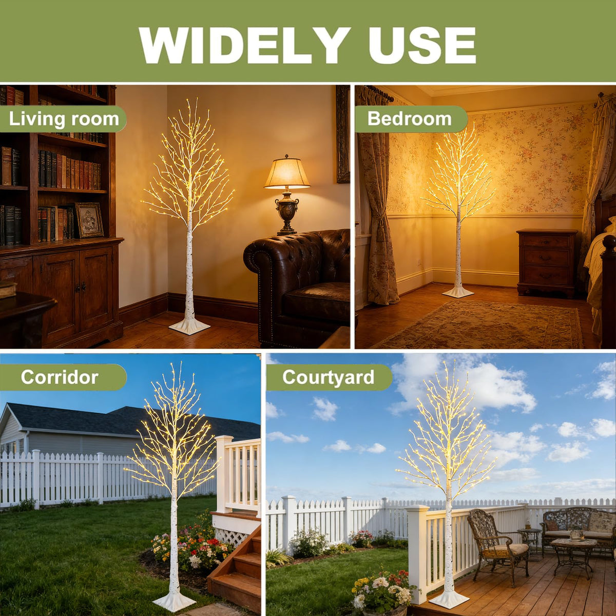 6FT Lighted Birch Tree with 260 LED and Timer H658203