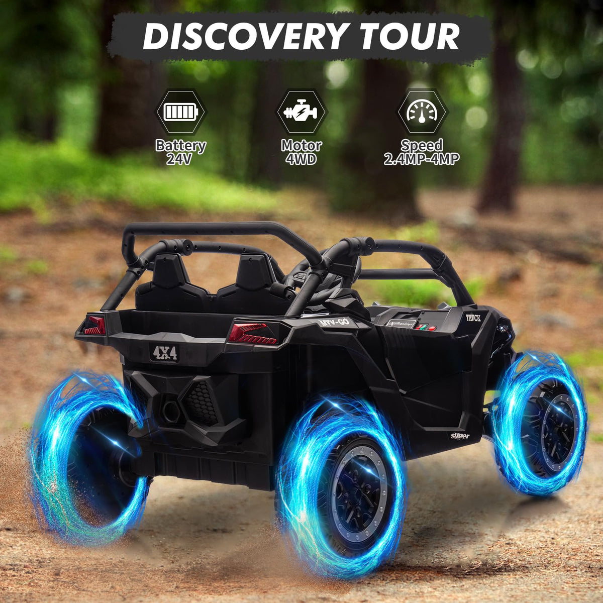 24V 2-Seater Kids Ride on Car with Remote Control 4WD Electric Truck F82346