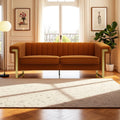 Orange Velvet 3-Seater Sofa with Armrest Y62294
