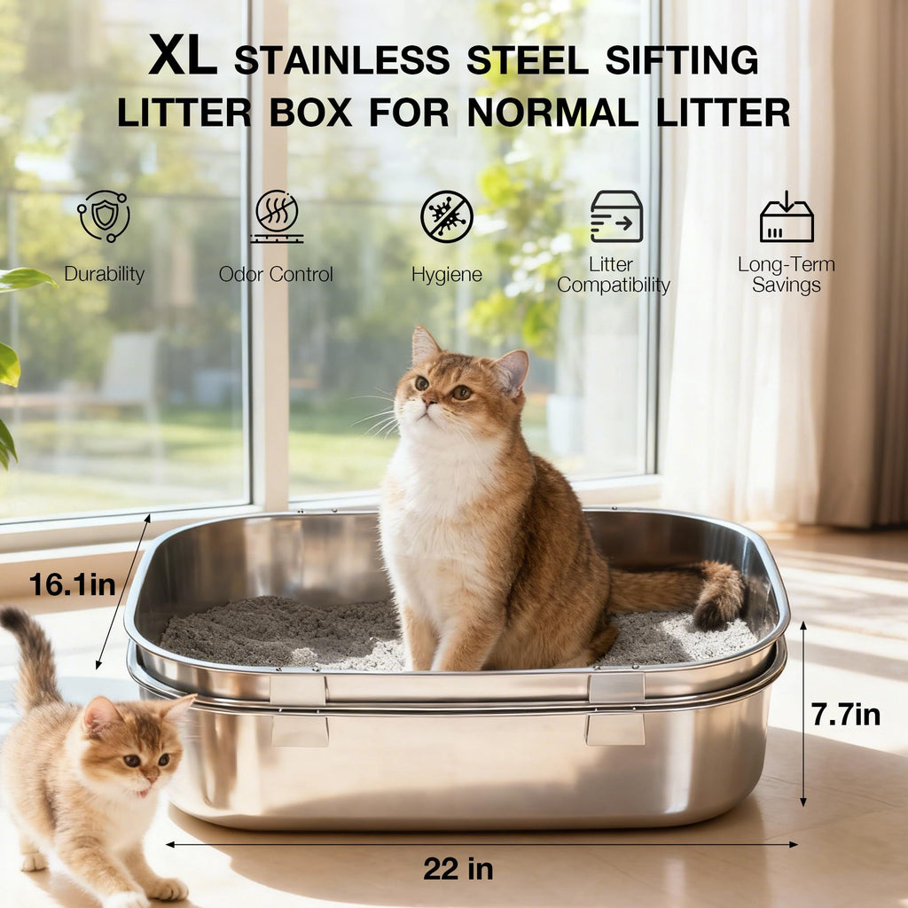 Stainless Steel Sifting Cat Litter Box F127546