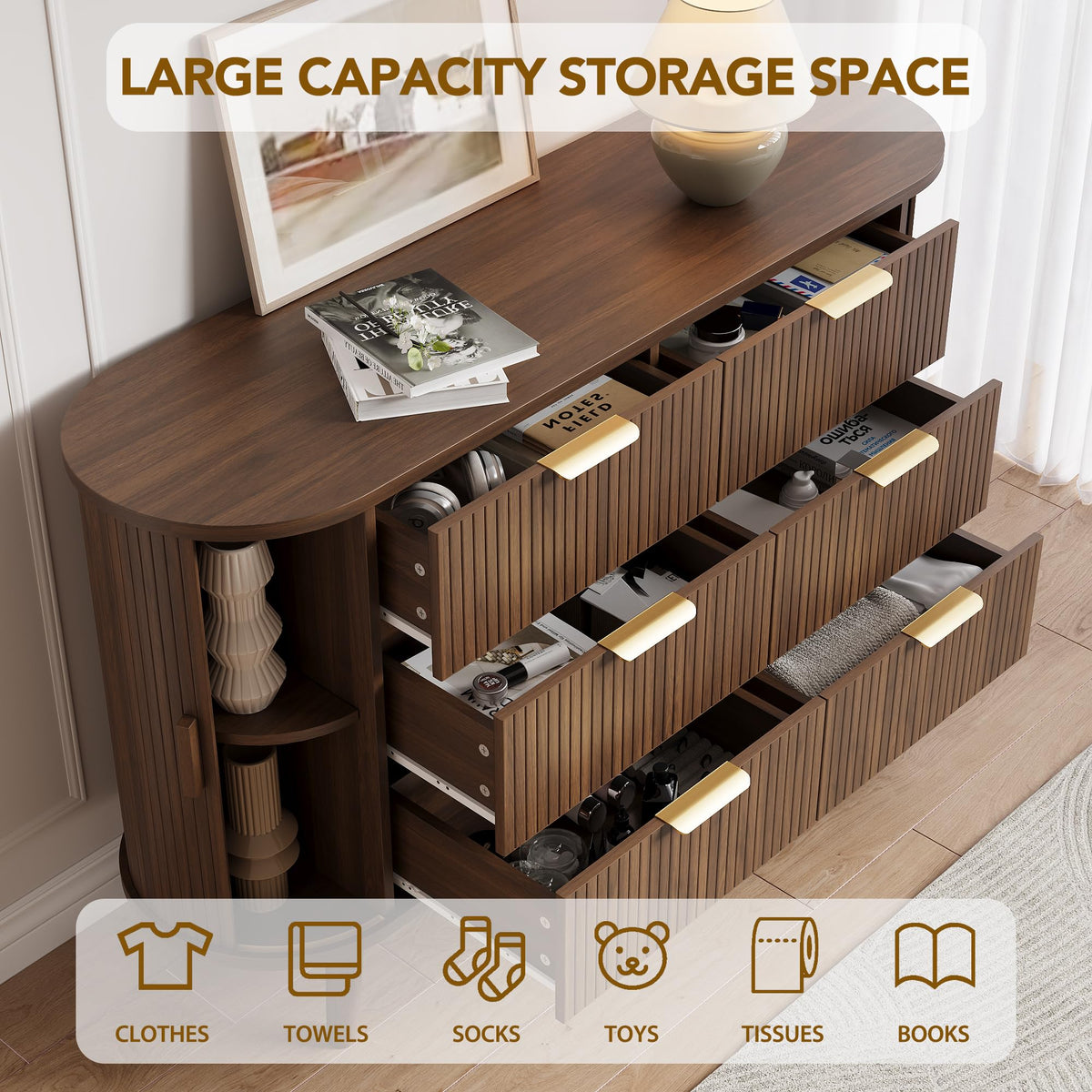 Fluted 6 Drawer Dresser U75245