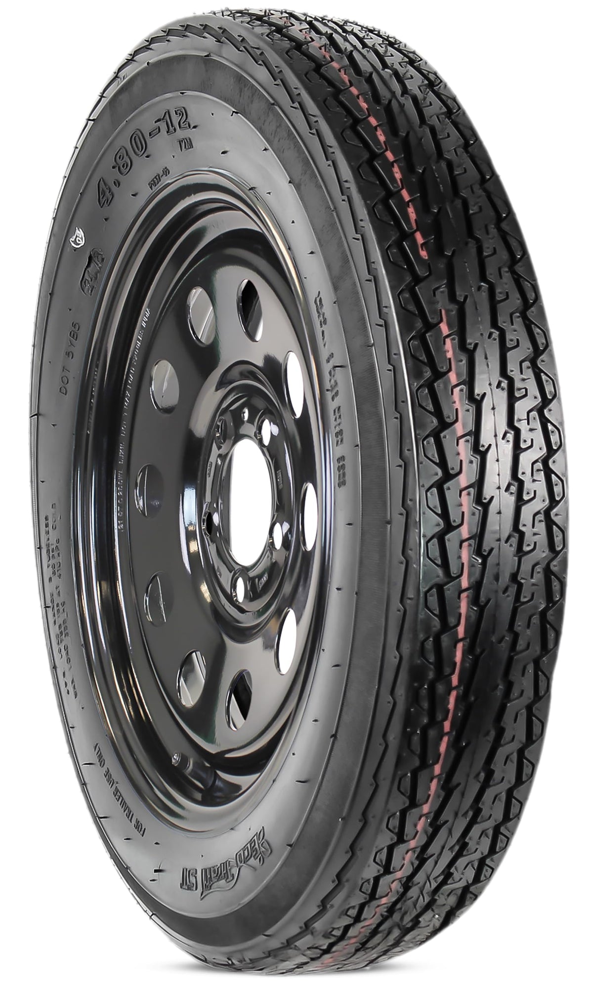 2-Pack Trailer Tire Rim Assembly 4.80-12 5 Lug Black Q6005