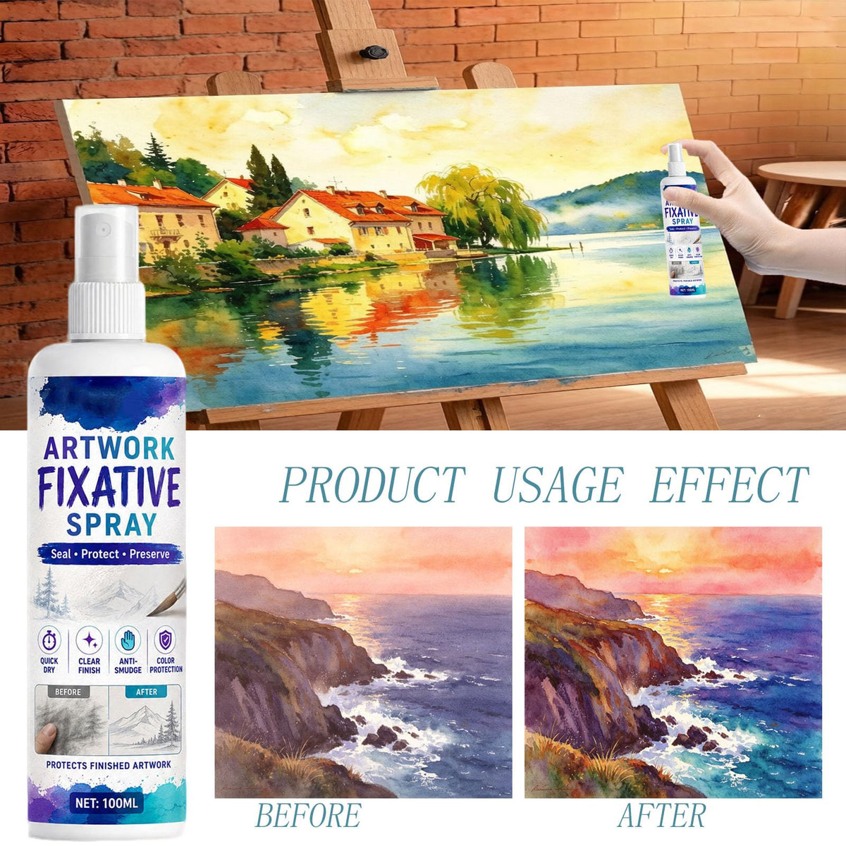 Quick-Dry Smudge-Proof Clear Matte Fixative Spray (7PCS) G40009